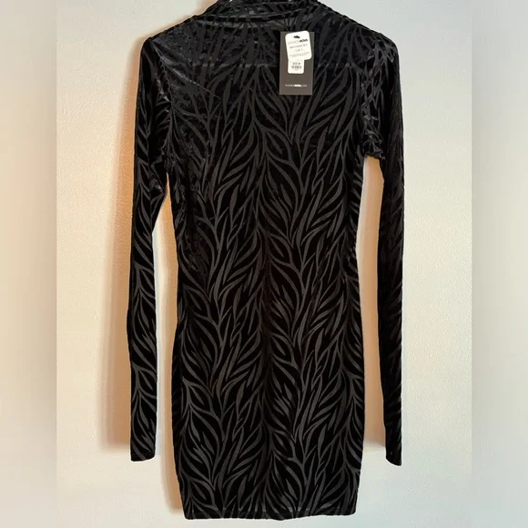 Fashion Nova Dresses Sheer Black Long Sleeve Mini Dress